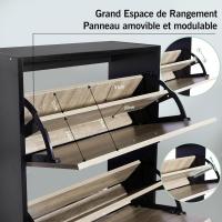 Mueble zapatero de 12 pares - Estantería de gran capacidad para vestíbulo o pasillo - (ancho) 60 x (profundidad) 24 x (alto) 80 cm - Madera clara blanca - details 13