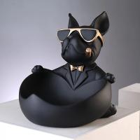 Escultura de Bulldog Francés, estatua de perro con bandeja y soporte para llaves, adornos de decoración del hogar, regalo de almacenamiento, estatuilla de Animal - details 5