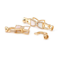 2 juegos de conectores de latón y circonita y concha de Color dorado de 18K para collares, cierres de pulsera, suministros para fabricación de joyas, accesorios Diy - details 28