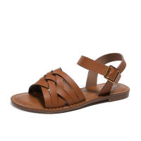 Sandalias de mujer en verano, correa cruzada simple, suela plana cómoda, versátiles para el movimiento, zapatos de playa romanos - details 2