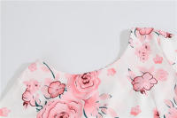 Summer floral print elegant a-line party women slim short sleeve swing vintage dress - details 4