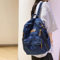 Mochila De tela vaquera para estudiante, morral De gran capacidad con múltiples bolsillos, a la moda, para la escuela, 2023 - details 9