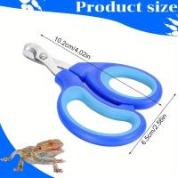 Cortauñas de acero inoxidable para mascotas para reptiles, pájaros y animales pequeños: mangos azules ergonómicos, bordes afilados para cortar metal, herramienta segura y cómoda para el cuidado de uñas para dragones barbudos, gatos, cobayas, perros, conej - details 1