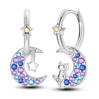 Pendientes de plata con cuentas de circonita cúbica de estrella y luna para joyería - details 0