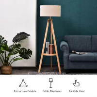 Lámpara de Pie Moderna para Dormitorio Estudio Salón con Luces E27 40W y Pulsador de Pie con Base Trípode Inoxidable 154cm - details 5