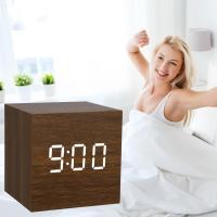 Reloj despertador digital de noche, reloj despertador digital de madera, mini cubo silencioso, relojes despertadores digitales de madera para dormitorio - details 0