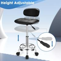 Taburete Giratorio Cuadrado con Respaldo de Altura Ajustable con Ruedas, Color Negro - details 4