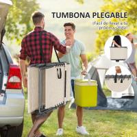 Plegable Tumbona Jardín Exterior con Respaldo Ajustable Reposacabezas Bolsillo Lateral Bandeja y Estructura de Acero Carga 120 kg para Terraza Piscina Playa 190x60x31 cm Crema - details 6