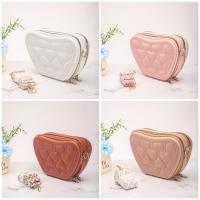 Bolsas de almacenamiento de cosméticos de gran capacidad, bolso de hombro impermeable de cuero PU con forma de corazón, portátil con correa, bolsas de lavado para mujer - details 3