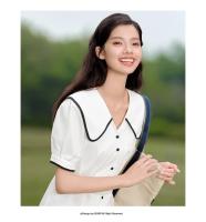 Vestido de Algodón Puro Semir Manga de Abanico Grande, Escote Ancho, Estilo Universitario para Mujeres Nueva Moda de Verano 2024 - details 2