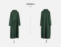 Vestido Vintage artístico de primavera para mujer, medio Polo holgado/cuello de tortuga, longitud media, adelgazante, falda elegante reductora de edad, 2021 - details 4