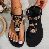 Sandalias informales transpirables planas para mujer, versátiles, a la moda, con cuentas, estilo étnico, de talla grande, novedad de verano - details 2