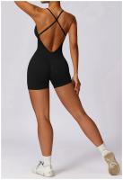 Mono de Yoga para Mujer Kailuoka Sexy Fitness Romper Sin Mangas y Espalda Disfraz Deportivo Corto en Color Sólido para Otoño e Invierno Material Exterior de Nylon - details 2