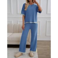 Ropa de mujer de moda 2025 primavera y verano temperamento casual de manga corta conjunto de pantalones de punto - details 25