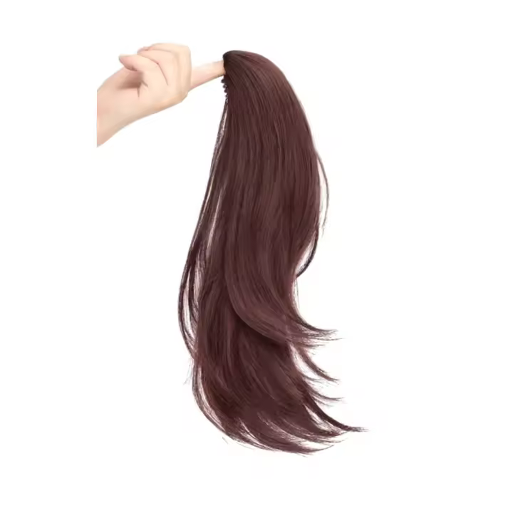 Extensión de cabello sintético con cola de caballo recta ligeramente levantada de 12/16 pulgadas, peluca con cola de caballo con Clip, peluca de cola de caballo en capas dulces - 1