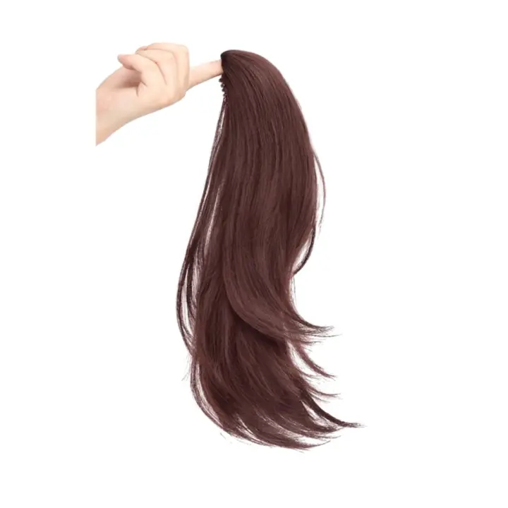 Extensión de cabello sintético con cola de caballo recta ligeramente levantada de 12/16 pulgadas, peluca con cola de caballo con Clip, peluca de cola de caballo en capas dulces - 1