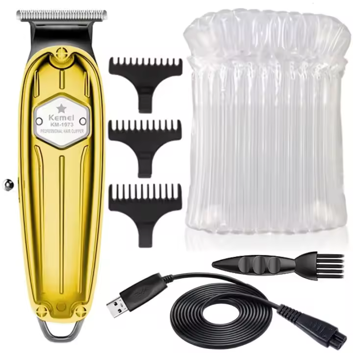 Kemei-cortadora de pelo profesional para hombre, máquina de corte de pelo de iones de litio, de metal, para barbería, 1973 Pro - 1