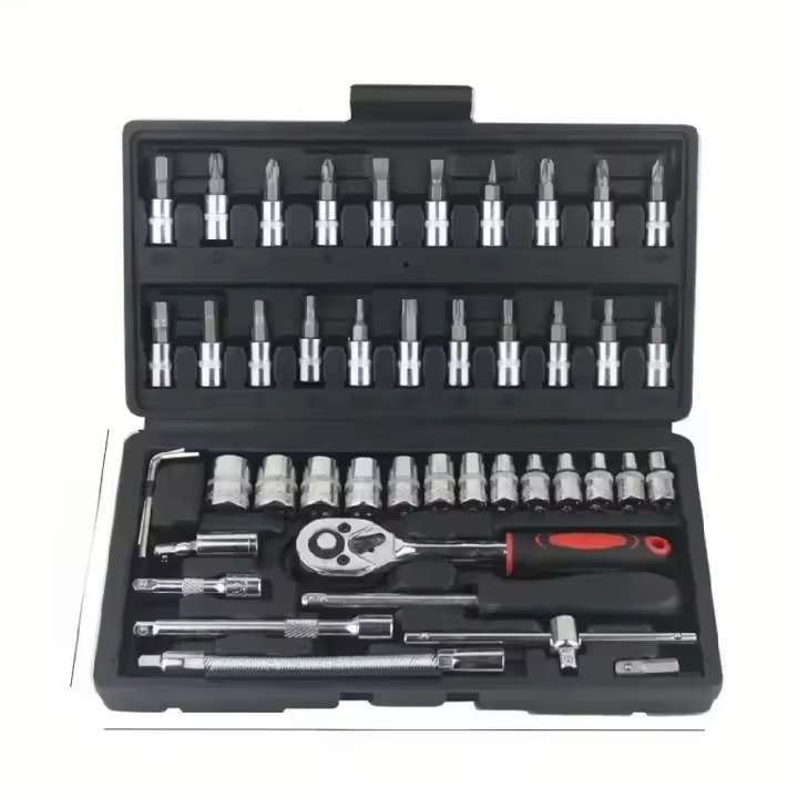 Kit De Herramientas De Reparación De Coche 46pcs Juego De Destornilladores De 1/4 Pulgada Conjunto De Llaves De Fijación Y Herramientas De Auto Reparación Para Mecánicos - 1