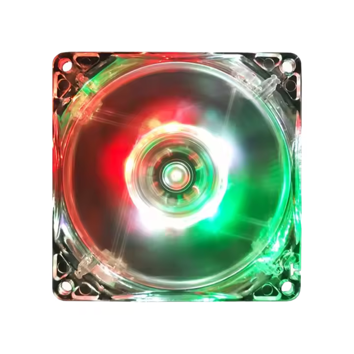 Ventilador de Refresco LED Xuanfengxia para Hombre de 8 cm para Escritorio y Servidor - Silencioso, Cambio de Color, Disipación de Calor, 12V, Diseño Transparente con Efectos de Iluminación Vibrantes, Ventilador de Enfriamiento para Escritorio |   carcasa - 1