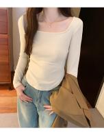 Camiseta ajustada de algodón para mujer, Top corto de manga larga, camiseta Sexy blanca Y2k para primavera y otoño - details 49