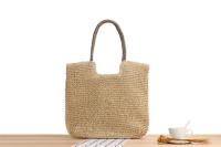 Bolso de playa tejido a mano, bolsa de un solo hombro, estilo bosque, Color sólido, a la moda, para verano - details 0