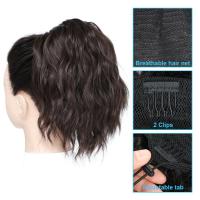 Extensión de cola de caballo con cordón sintético, ondulado, rizado, ombré, ondulación de agua, cola de caballo falsa, piezas de pelo corto Natural de 12 pulgadas, diario - details 8
