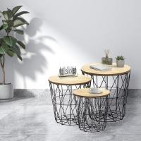 Juego de 2 Mesas Auxiliares Mesa de Centro con Función de Cesta Mesa de Sala Mesa de Metal - details 31