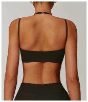 Sujetador de Yoga suave con espalda de belleza para mujer, entrenamiento de gimnasio, deportes de secado rápido, Top elástico con doble hombro y cuello, ropa interior para correr y Fitness al aire libre - details 14