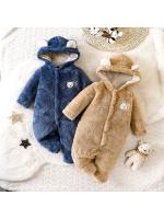 Hibobi Monopinto De Algodón Para Niños En Invierno Con Capucha Forma Oso Manga Larga Suéter Acolchado Para Bebés Menores De Un Año - details 0