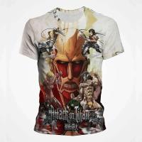 Camiseta de talla grande con estampado 3D de Attack Titan para hombre y mujer, manga corta transpirable de secado rápido con movimiento animado - details 6