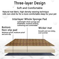 Estera plegable de seda de hielo para perros, almohadilla tejida de ratán para mantener la refrigeración, caja para perros, cama para dormir, suministros para mascotas de 3 tamaños, estera de refrigeración para Gato para el hogar - details 2