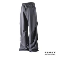 Pantalón plisado lateral de moda Pantalones casuales Pantalones rectos sólidos de cintura elástica para hombres Pantalones sueltos de seda de hielo de secado rápido Pantalones diarios - details 6