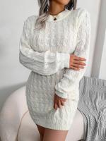 2024 Otoño Invierno mujer Casual manga larga suéter vestido negro blanco azul - details 15