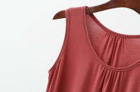 Camisetas sin mangas de talla grande con pliegues sueltos para mujer, camisetas sin mangas de Modal, ropa de casa de color sólido, chaleco de fondo XL a 6XL - details 15