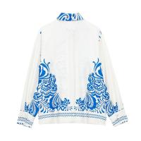 BUNO-conjunto con estampado vintage para mujer, camisa de manga larga con botonadura única, blusa holgada, pantalones elegantes de pierna recta - details 3