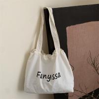 Bolsos de mano coreanos simples con cordón, bolso de compras ligero de gran capacidad, bolso de hombro informal con letras de diseñador para mujer - details 15