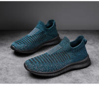 Zapatos para correr para hombre, zapatillas de deporte con calcetines tejidos, zapatos planos sin cordones para primavera y verano, mocasines de talla grande para hombre, zapatos planos deportivos de tenis - details 8