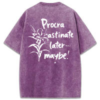 Procra Astinate Later Maybe Print-camisetas lavadas para mujer, camisetas informales de verano, Top deportivo de manga corta suave y cómodo a la moda - details 63