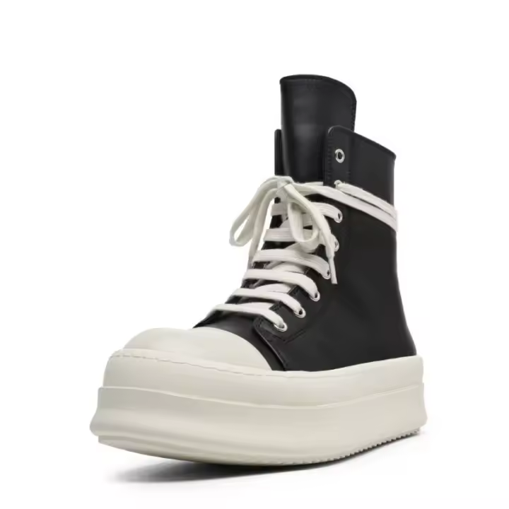 Zapatos altos de suela gruesa, botas Martin casuales de moda que realzan la piel de vaca, zapatos para muffins. - 1