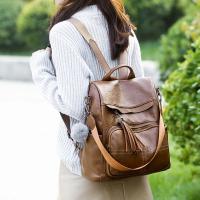 Mochila antirrobo de cuero vintage suave para mujer, mochila de trabajo de gran capacidad, bolso de hombro informal para mujer - details 2