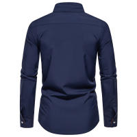 Camisa de solapa informal a la moda para hombre, manga larga, cuello triangular en contraste, talla europea, novedad de 2025 - details 4