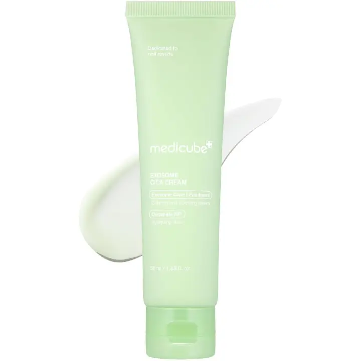 La crema de árbol de té medicube Exosome Cica para pieles sensibles con Centella Asiatica ayuda a reducir el enrojecimiento y los brotes. - 1