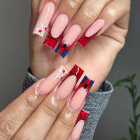 Uñas largas a presión para niña, patrón de arañas de araña de Halloween, uñas artificiales para entrenamiento de manicura de uñas - details 5