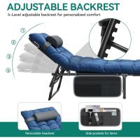 Taburete de Playa Plegable con Almohada 190x68x31cm 4 Posiciones Ajustables Carga de 300lbs - details 11