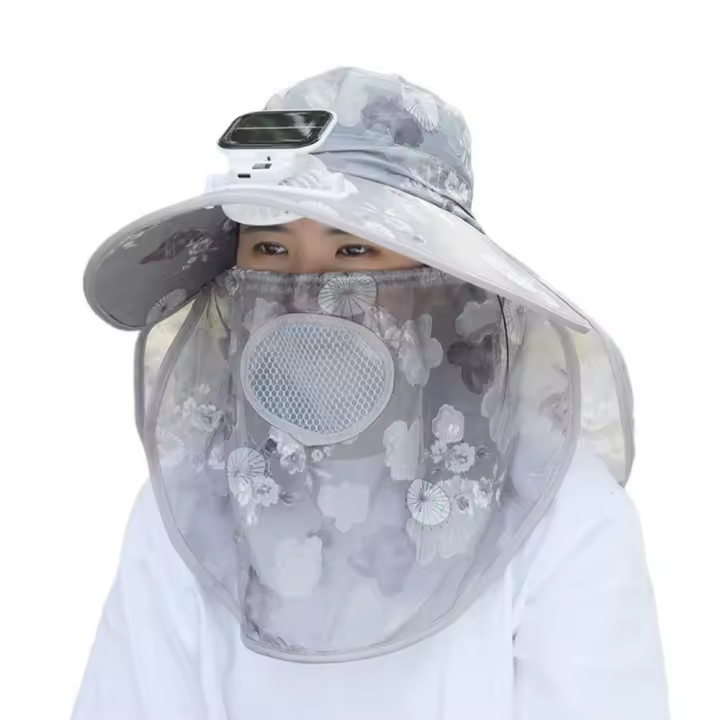 Pantalla Digital, ventilador Solar, visera, sombrero, protección del cuello, malla transpirable, sombrero para recoger té para mujer, carga Solar/USB, 3 modos - 1