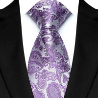 Corbata De Lujury Para Hombre 8CM Púrpura Floral Rayada Sólida Para Boda Fiesta Negocios Hecha a Mano En Poliéster - details 2