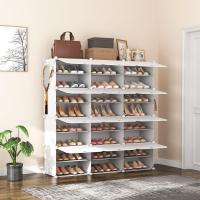 Zapatero de Plástico Portátil 8 Niveles, 32 Pares, Organizador para Armario, Entrada, Dormitorio, Pasillo Blanco, 2 x 8 - details 9
