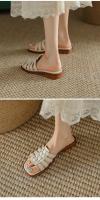 Sandalias Planas Retro para Mujer Acabado de Punto Abierto, Elegante, Adecuado para Uso al Aire Libre, Verano 2024 - details 8