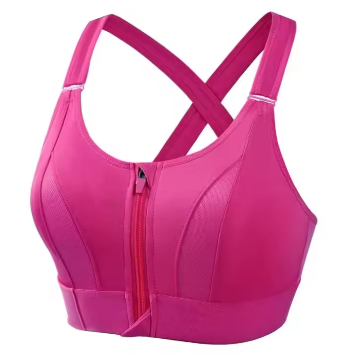 Sujetadores deportivos para mujer, cremallera frontal, correa ajustable, elástico a prueba de golpes, sujetador atlético para Fitness, Top corto ajustado para Yoga - 1