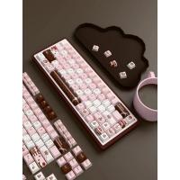 Teclas temáticas de pastel de chocolate PIWIJOY, 146 teclas rosas, perfil de cereza, PBT duradero. Con diseños artísticos, compatible con mecánico - details 4